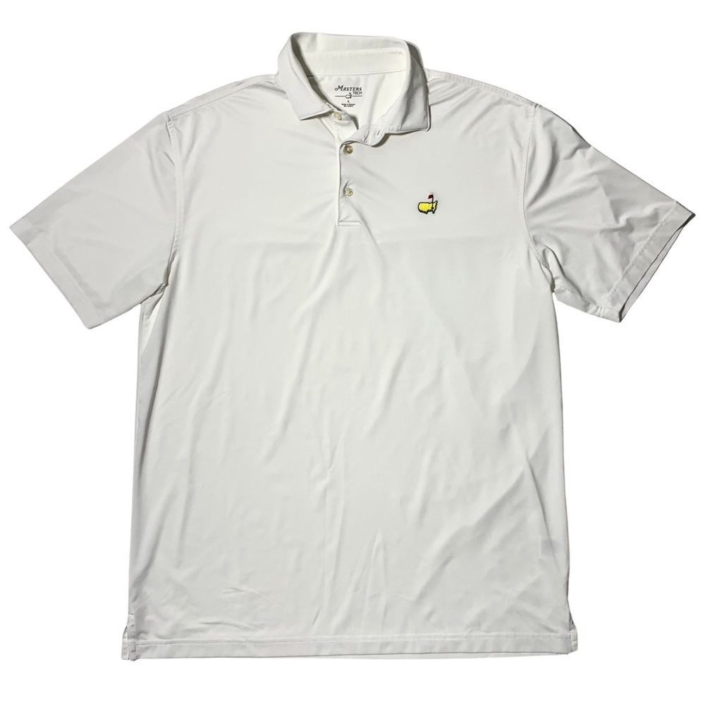Masters Tech White Polo Golfing Shirt Mens Size Large Golf Championship
